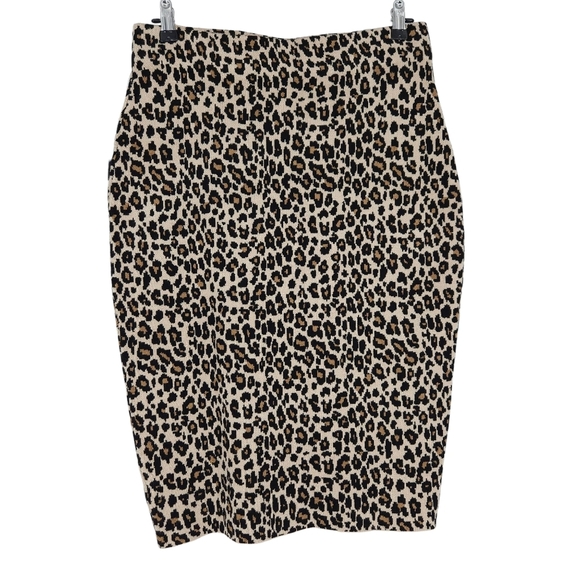 Thalia Sodi Straight Pencil Skirt Leopard Pull On Stretch Waist Knit Medium - Picture 4 of 6